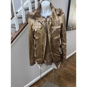 La ROK LUXE Silk Real Fur Coat Size XS